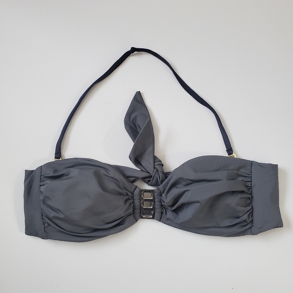KENNETH COLE NY Slate Bikini Top w/ Smokey Faux Stones Strapless / Halter Strap
